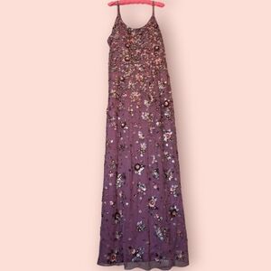 NWT Mac Duggal Raspberry Floral Embellished Scoop Neck Evening Gown 20